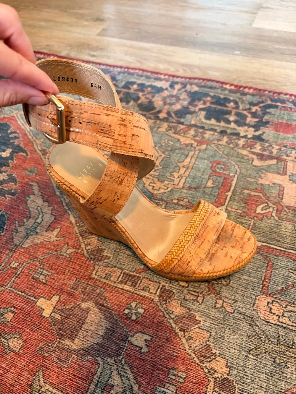 Stuart Weitzman Cork Wedge Heeled Sandal Size 6.5